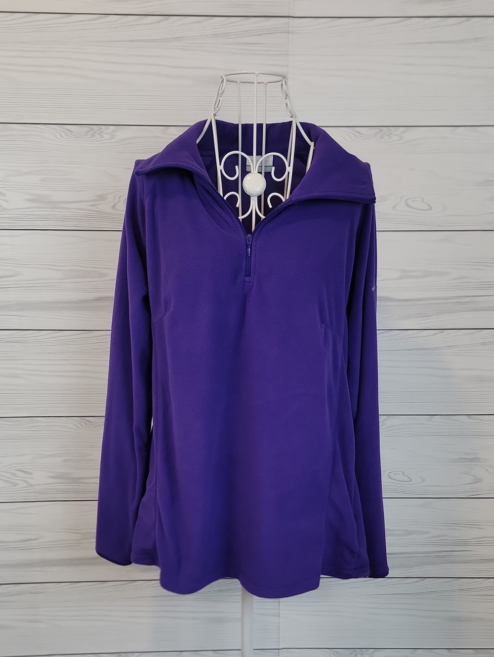 Columbia Activewear Quarter-Zip Fleece Pullover - Purple Womens Size L